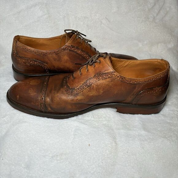 Martin Dingman Cambridge Cap Toe Oxford Dress Shoe Mens 9.5 Brown Whiskey Brogue main image 4
